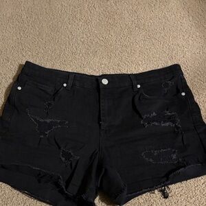 Blank NYC Black Distressed Jean Shorts